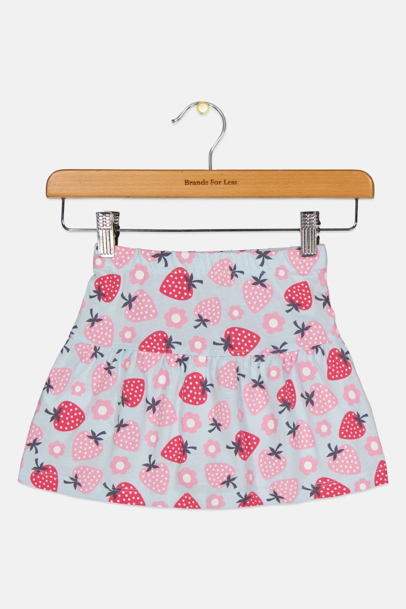 guppy Toddlers Girl Strawberry Print Skirt, Multicolor - Image 3