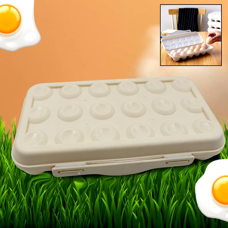 Oblivion Oblivion 18 Grid Egg Holder Portable ShockProof Container Carrier with Buckle Durable Full Seal Storage Tray for Fridge Stackable Shelter Box Protective Egg Keeper for Kitchen Camping 1Pc  - Image 2