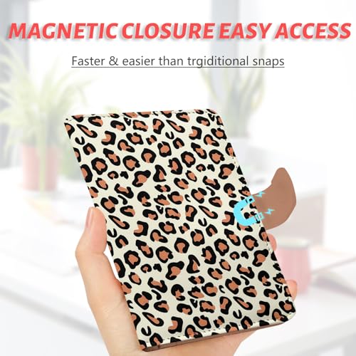 LumeTrav Passport Holder, Travel Wallet Cover with Pen Loop | Cute RFID Blocking Leather Case with Magnetic Closure for Travel Essentials-Leopard - Image 5