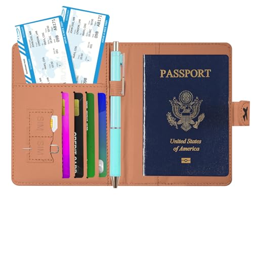 LumeTrav Passport Holder, Travel Wallet Cover with Pen Loop | Cute RFID Blocking Leather Case with Magnetic Closure for Travel Essentials-Leopard - Image 2