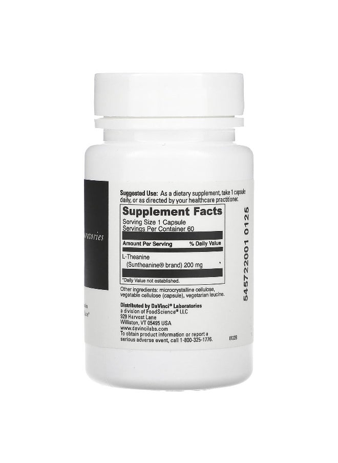 DaVinci Laboratories DaVinci Laboratories, L-Theanine , 200 mg , 60 Capsules  - Image 2