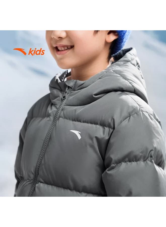 Anta Kids Down Jacket Uni Toddler Winter Comfortable Warm Four-proof Hooded Mid-length Down Coat A72549901 - Image 3