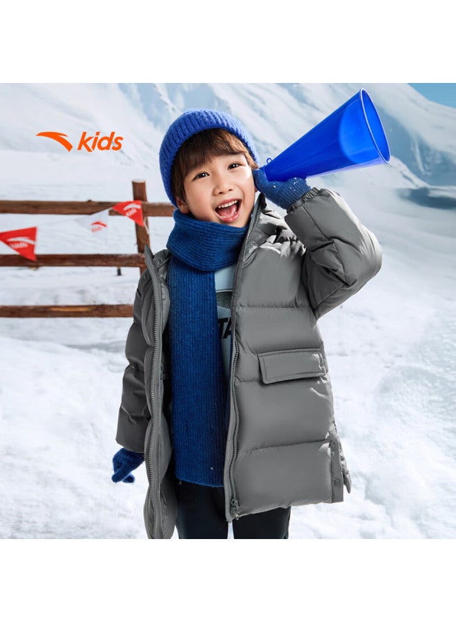 Anta Kids Down Jacket Uni Toddler Winter Comfortable Warm Four-proof Hooded Mid-length Down Coat A72549901 - Image 1