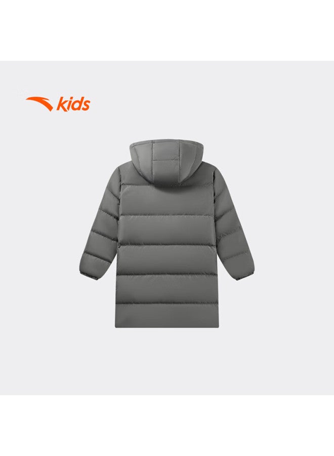 Anta Kids Down Jacket Uni Toddler Winter Comfortable Warm Four-proof Hooded Mid-length Down Coat A72549901 - Image 5