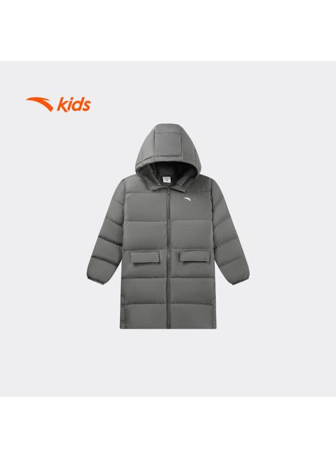 Anta Kids Down Jacket Uni Toddler Winter Comfortable Warm Four-proof Hooded Mid-length Down Coat A72549901 - Image 4