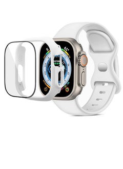 Compatible with Apple Watch Ultra 49mm Band, Soft Breathable Silicone Sport Band, Replacement Wristband for Men Women with Shockproof Screen Protector Cover