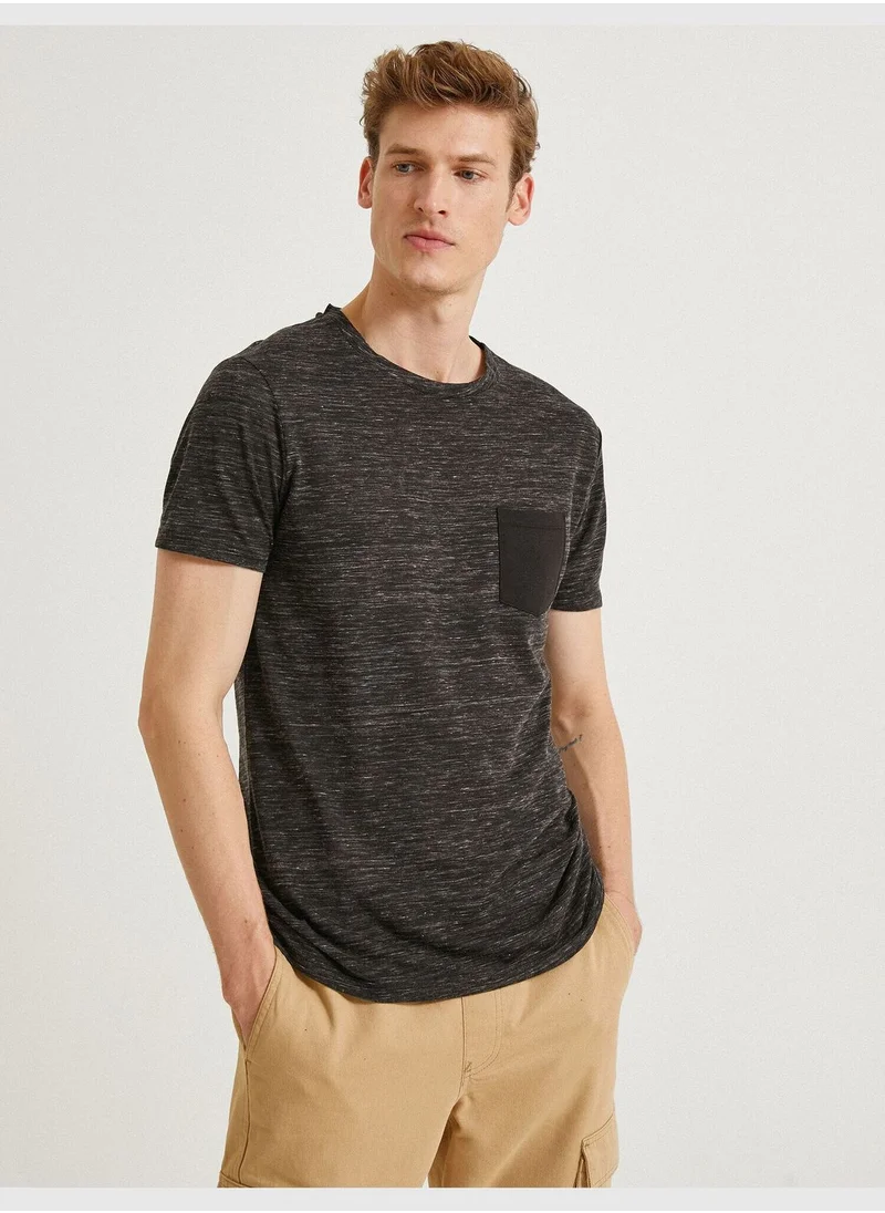 كوتون Short Sleeve T-Shirt Crew Neck Pocket