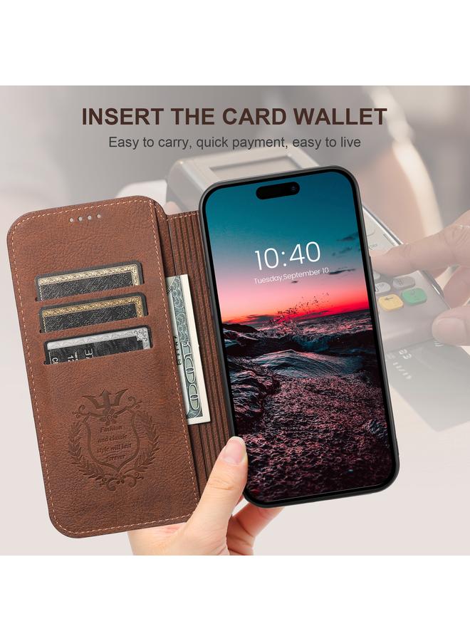Suteni Case For iPhone 16 Plus J06 Retro Matte Litchi Texture Leather MagSafe Phone Case - Image 4
