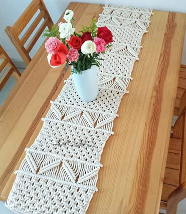 AIVIK Macrame Bohemian Runner Home Table Runner Macrame Table Runner Handwoven Boho Table Runners Ideal Table 14X72 Inches - Image 2