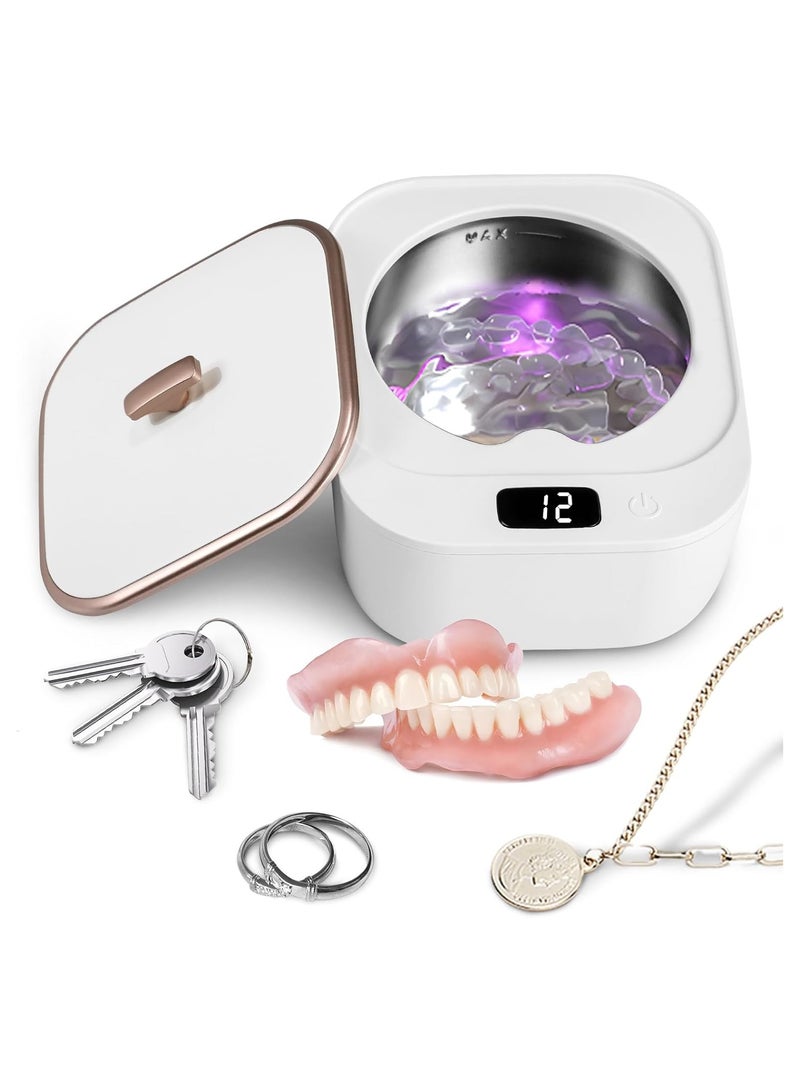 AROAQ Ultrasonic Retainer Cleaner  Professional Denture Cleaning Machine 46kHz 220ML LED Light Portable Dental Clean for Dentures, Aligner Braces Mouth Guards Toothbrush Head Jewelry - Image 1
