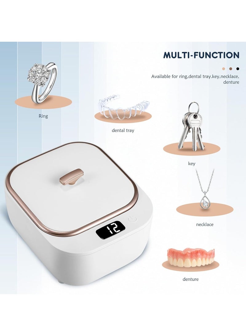 AROAQ Ultrasonic Retainer Cleaner  Professional Denture Cleaning Machine 46kHz 220ML LED Light Portable Dental Clean for Dentures, Aligner Braces Mouth Guards Toothbrush Head Jewelry - Image 5