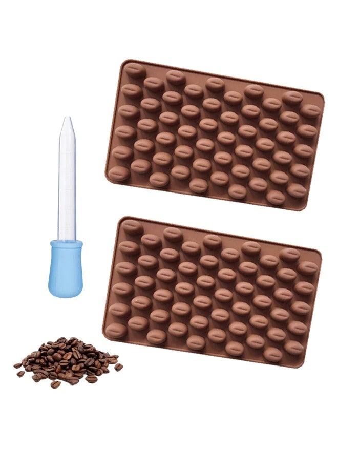 2PCS حبوب القهوة شكل شريط الشوكولاته قالب السيليكون ، مع قطرة - Image 1