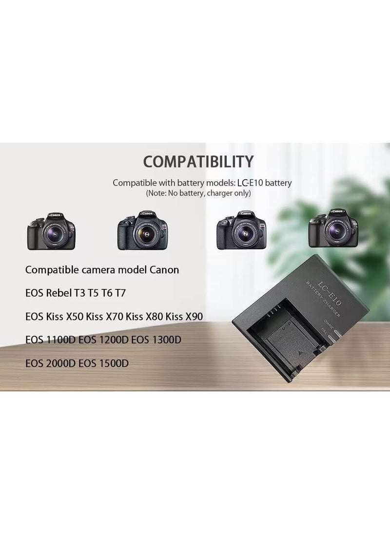 GUDOO - LC-E10 Battery Charger for Canon LC-E10 LC-E10C LC-E10E Batteries for Canon EOS Rebel T7 T6 T5 T3 T100 4000D 3000D 2000D 1500D 1300D 1200D 1100D Cameras Battery Quick Chargers with Power Supply Cord - Image 1