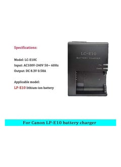 GUDOO LC-E10 بطارية شحن Canon LC-E10 LC-E10C LC-E10E بطاريات Canon EOS الثائرة T7 T6 T5 T3 T100 4000D 3000D 2000D 1500D 1300D 1200D 1100D كاميرات بطارية سريعة مع سلك تزويد الطاقة  - Image 2