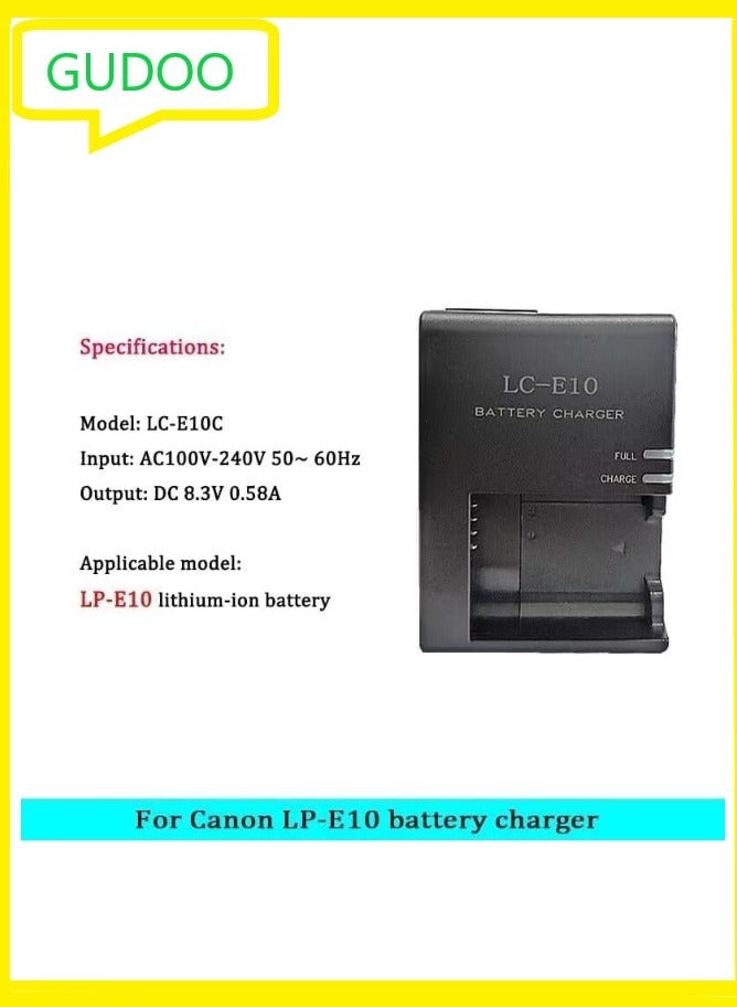 GUDOO LC-E10 Battery Charger for Canon LC-E10 LC-E10C LC-E10E Batteries for Canon EOS Rebel T7 T6 T5 T3 T100 4000D 3000D 2000D 1500D 1300D 1200D 1100D Cameras Battery Quick Chargers with Power Supply Cord - Image 2