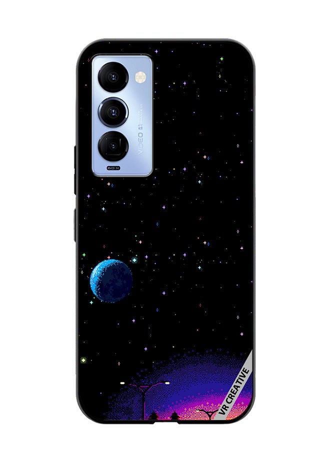 VR CREATIVE Protective Case Cover For Tecno Camon 18/18 P 8-Bit Pixel Galaxy Design Multicolour - Image 1
