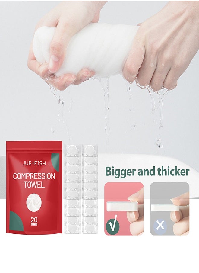 JUE-FISH Jue-Fish Compressed Towel Disposable Portable Face Washing Towel For Business Travel Large Cotton Dry And Wet Use 20pieces  - Image 2