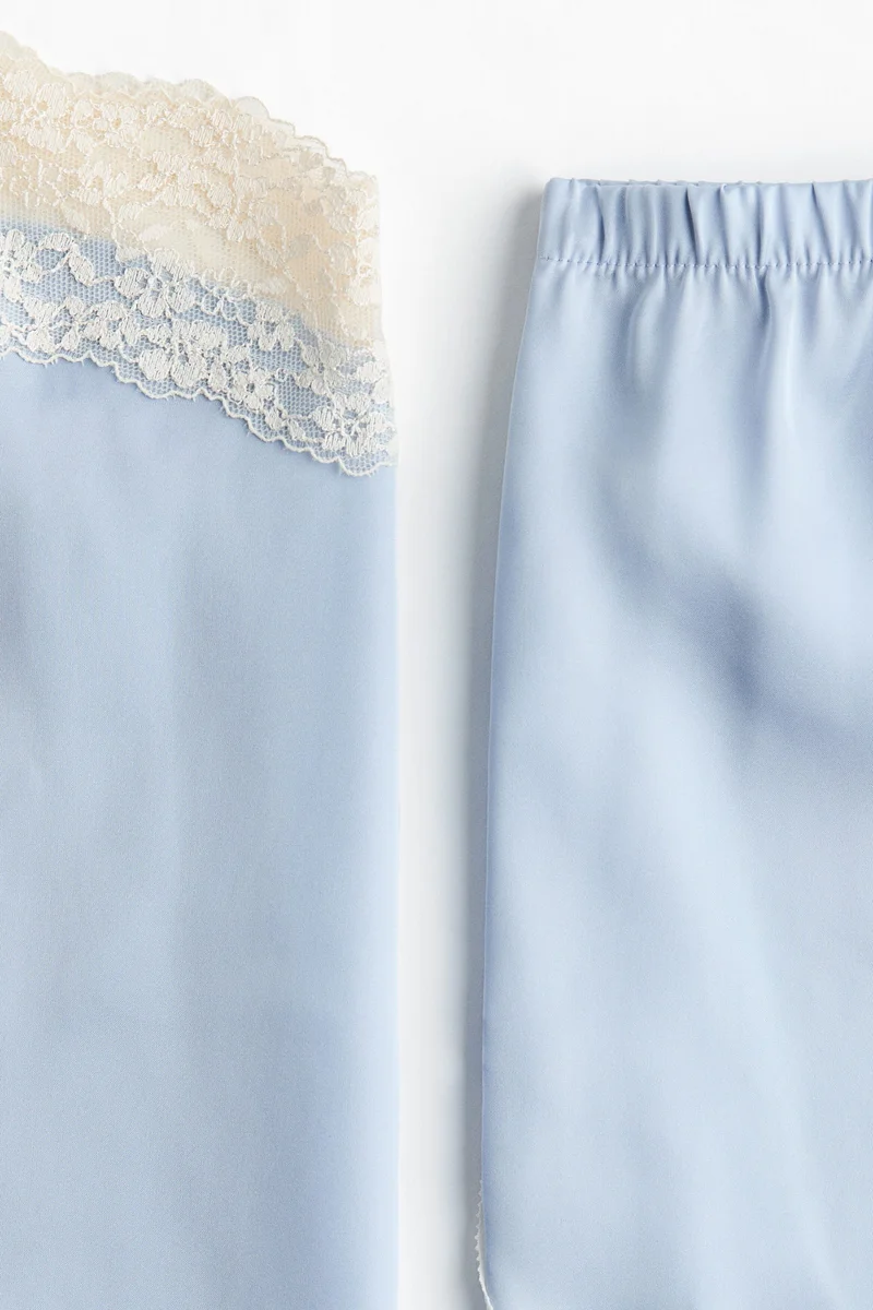 H&M Lace-trimmed satin pyjamas