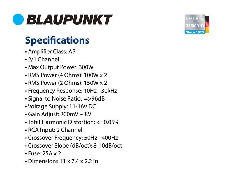 Blaupunkt AMP2002 2000watts 2-Channel, Full-Range Amplifier Car SUV and More - Image 2