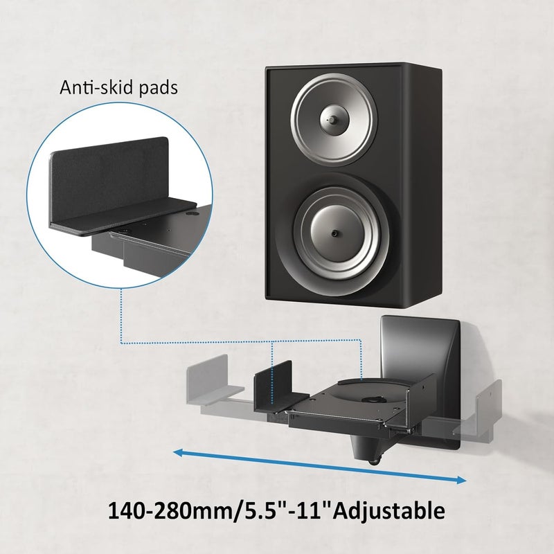 PUTORSEN Dual Speaker Wall Mounts - Universal Side Clamping Bookshelf Mounting Bracket for Surrounding Sound Speakers, Hold up to 55 lbs, 2 Pack - Image 5