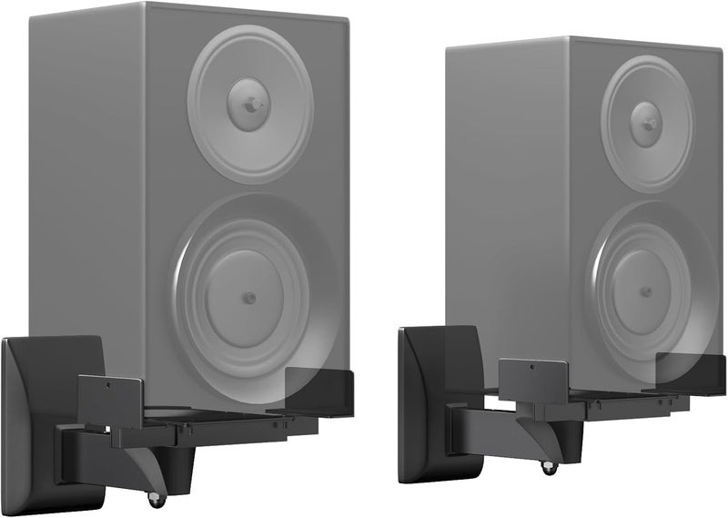 PUTORSEN Dual Speaker Wall Mounts - Universal Side Clamping Bookshelf Mounting Bracket for Surrounding Sound Speakers, Hold up to 55 lbs, 2 Pack - Image 1