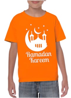 Brain Giggles BrainGiggles Ramadan Kareem Unisex Round Neck Shirt for Kids Boys Girls - Orange  - Image 3