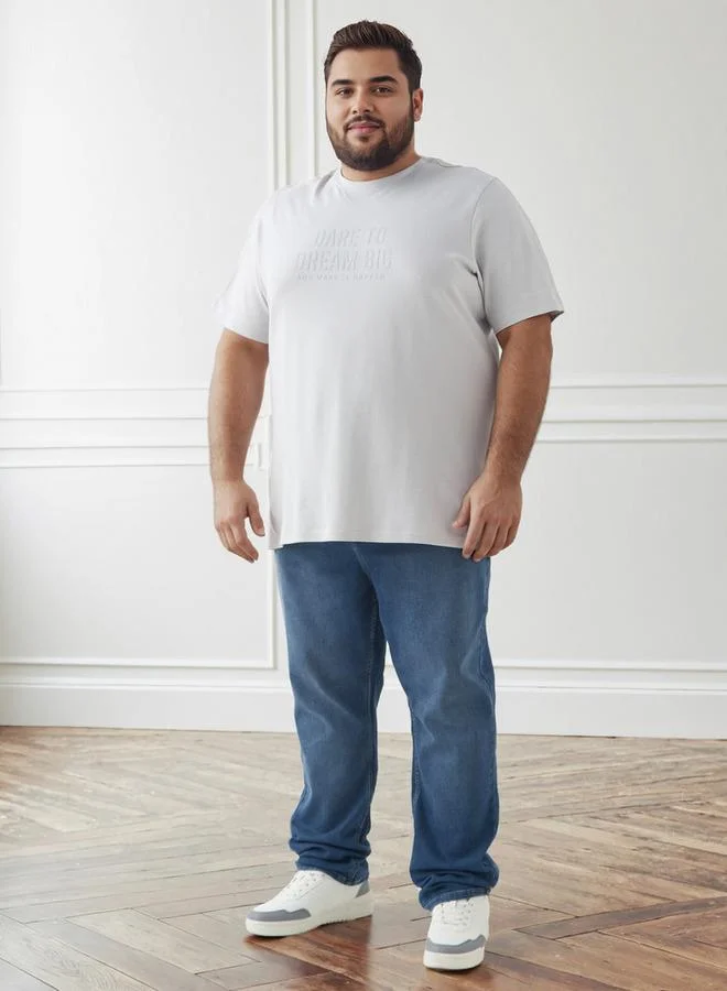 سبلاش فيڤ تيشيرت رجالي بقصة عادية ورقبة دائرية وأكمام قصيرة وطبعة شعار