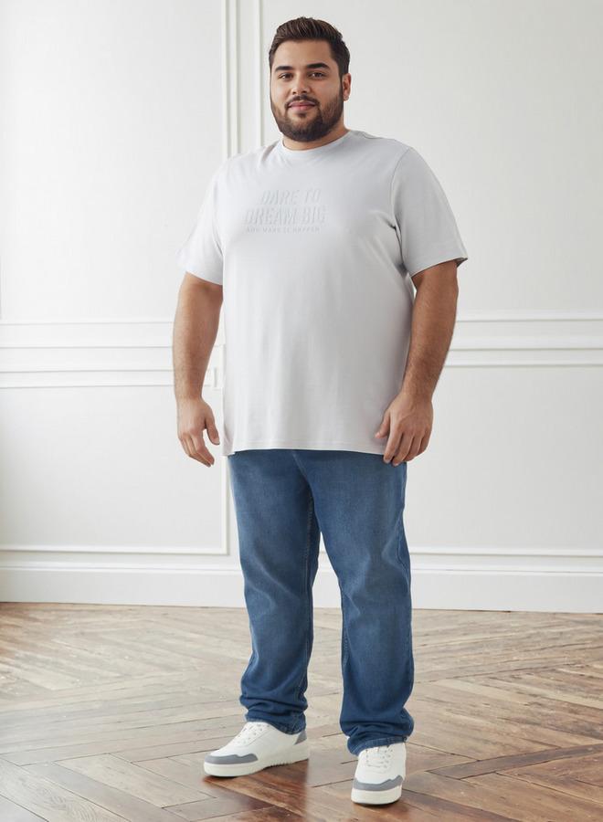 سبلاش فيڤ تيشيرت رجالي بقصة عادية ورقبة دائرية وأكمام قصيرة وطبعة شعار - Image 1