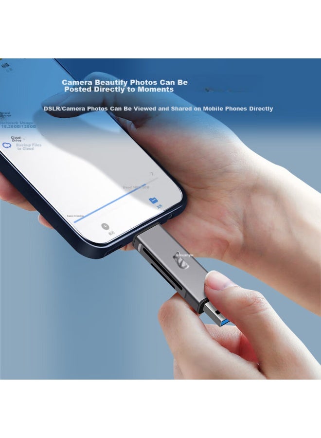 Chuanyu Usb-c 3.0 High-speed Multifunctional All-in Phone Card Reader, Type-c Interface, Otg, Android, Sd, Dslr Camera, Tf Recorder, Phone Storage Memory Card, Dual Card Simultaneous Reading - Image 2