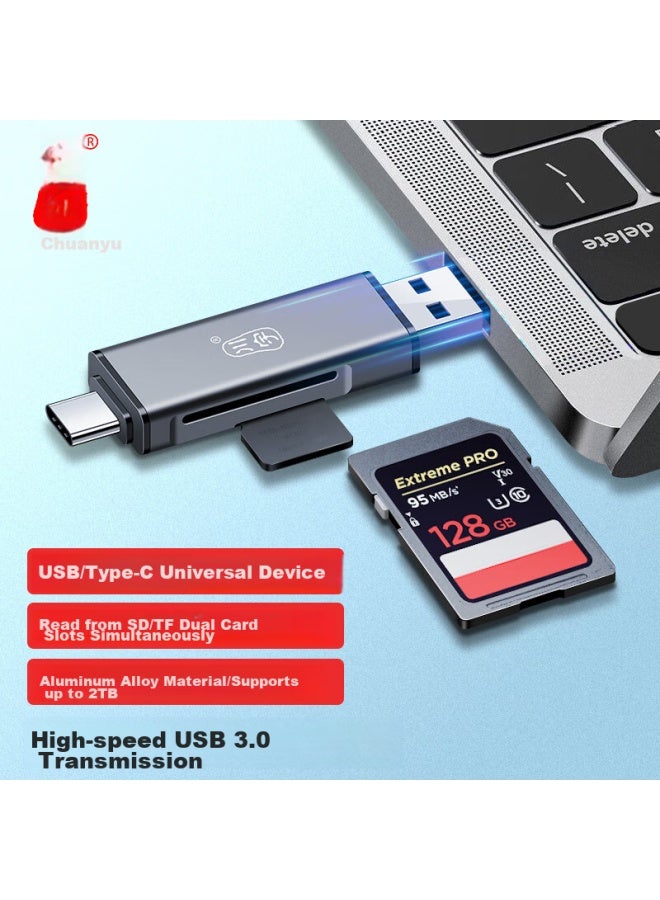 Chuanyu Usb-c 3.0 High-speed Multifunctional All-in Phone Card Reader, Type-c Interface, Otg, Android, Sd, Dslr Camera, Tf Recorder, Phone Storage Memory Card, Dual Card Simultaneous Reading - Image 1
