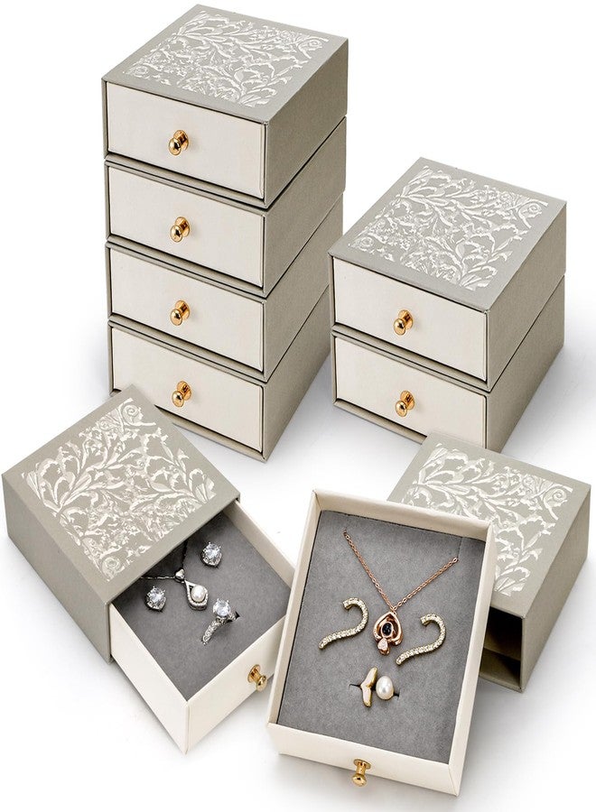 WRINGKIT 8 Pack Cardboard Jewelry Gift Boxes, 3.8x3.8x1.4 Inch Square Jewelry Box with Lids and Gold Handle, Necklace Earrings Ring Packing Boxes Case for Birthday, Valentine's Day, Christmas, Gray - Image 1