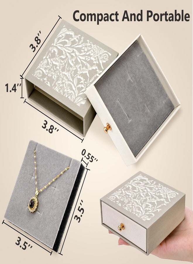 WRINGKIT 8 Pack Cardboard Jewelry Gift Boxes, 3.8x3.8x1.4 Inch Square Jewelry Box with Lids and Gold Handle, Necklace Earrings Ring Packing Boxes Case for Birthday, Valentine's Day, Christmas, Gray - Image 2
