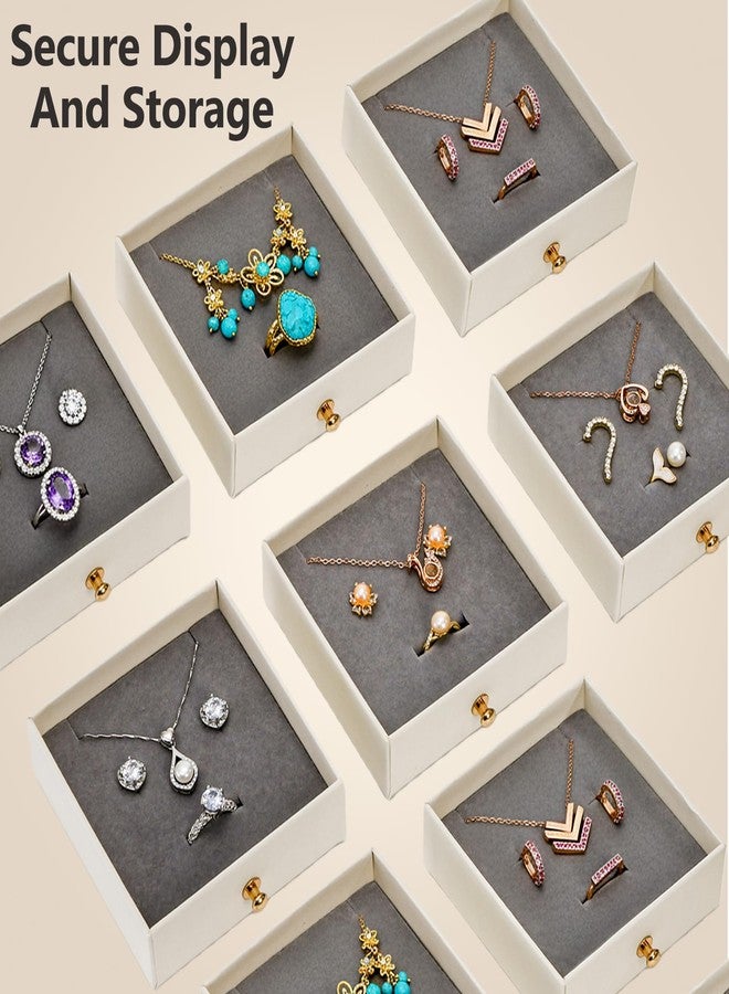 WRINGKIT 8 Pack Cardboard Jewelry Gift Boxes, 3.8x3.8x1.4 Inch Square Jewelry Box with Lids and Gold Handle, Necklace Earrings Ring Packing Boxes Case for Birthday, Valentine's Day, Christmas, Gray - Image 4
