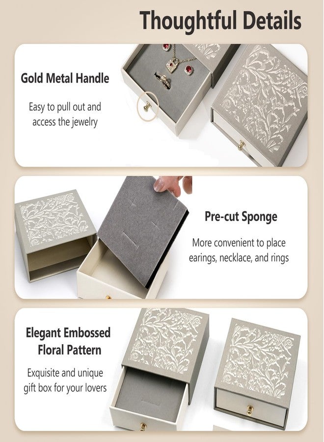 WRINGKIT 8 Pack Cardboard Jewelry Gift Boxes, 3.8x3.8x1.4 Inch Square Jewelry Box with Lids and Gold Handle, Necklace Earrings Ring Packing Boxes Case for Birthday, Valentine's Day, Christmas, Gray - Image 3