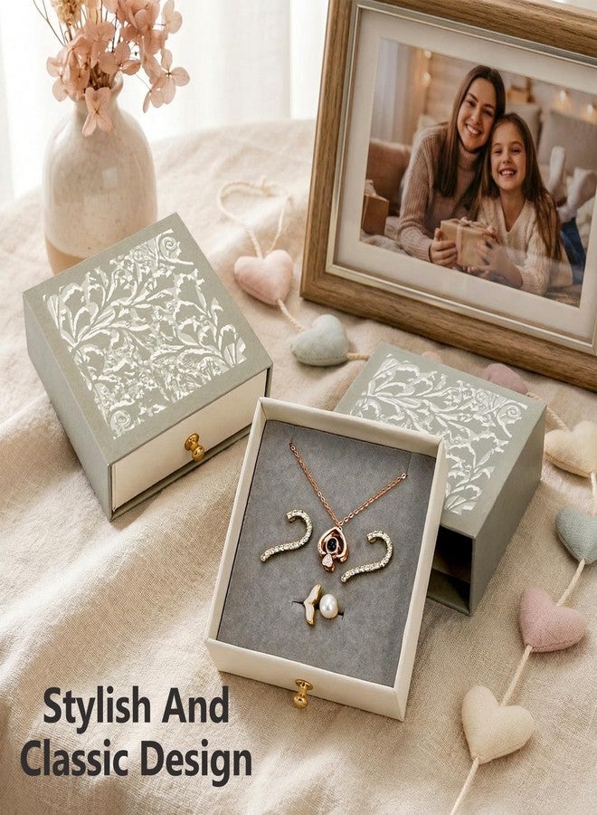 WRINGKIT 8 Pack Cardboard Jewelry Gift Boxes, 3.8x3.8x1.4 Inch Square Jewelry Box with Lids and Gold Handle, Necklace Earrings Ring Packing Boxes Case for Birthday, Valentine's Day, Christmas, Gray - Image 5