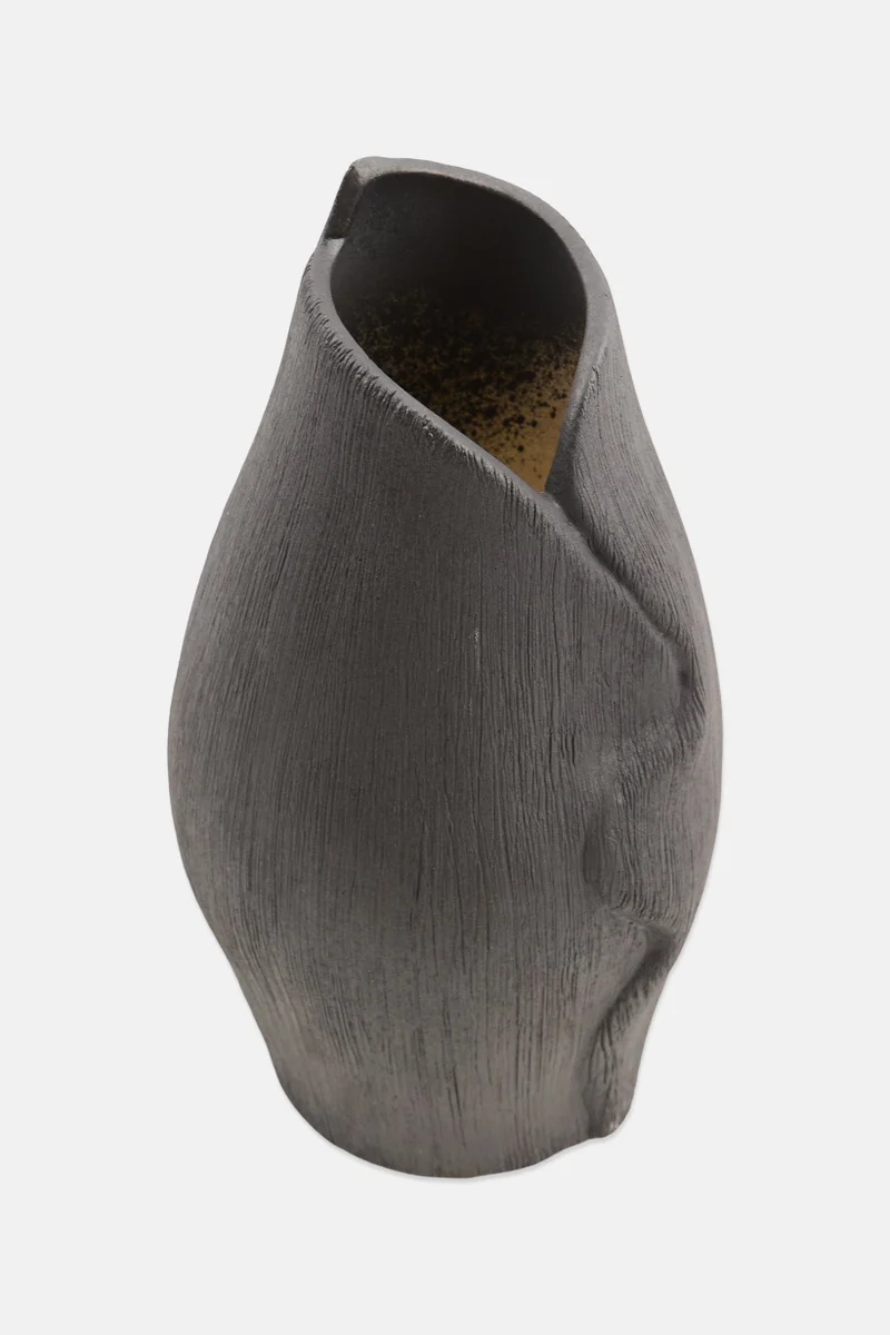 Muy Mucho Ceramic Decorative Vase, Charcoal