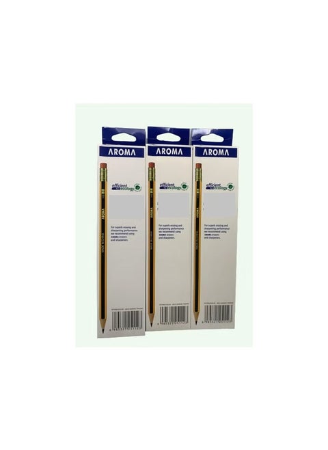 Premium HB Pencil Set - Pack of 3 Boxes (12 Pencils Each) with Eraser Tip - Eco Friendly and Durable Writing Tools for Office  School and Art Projects