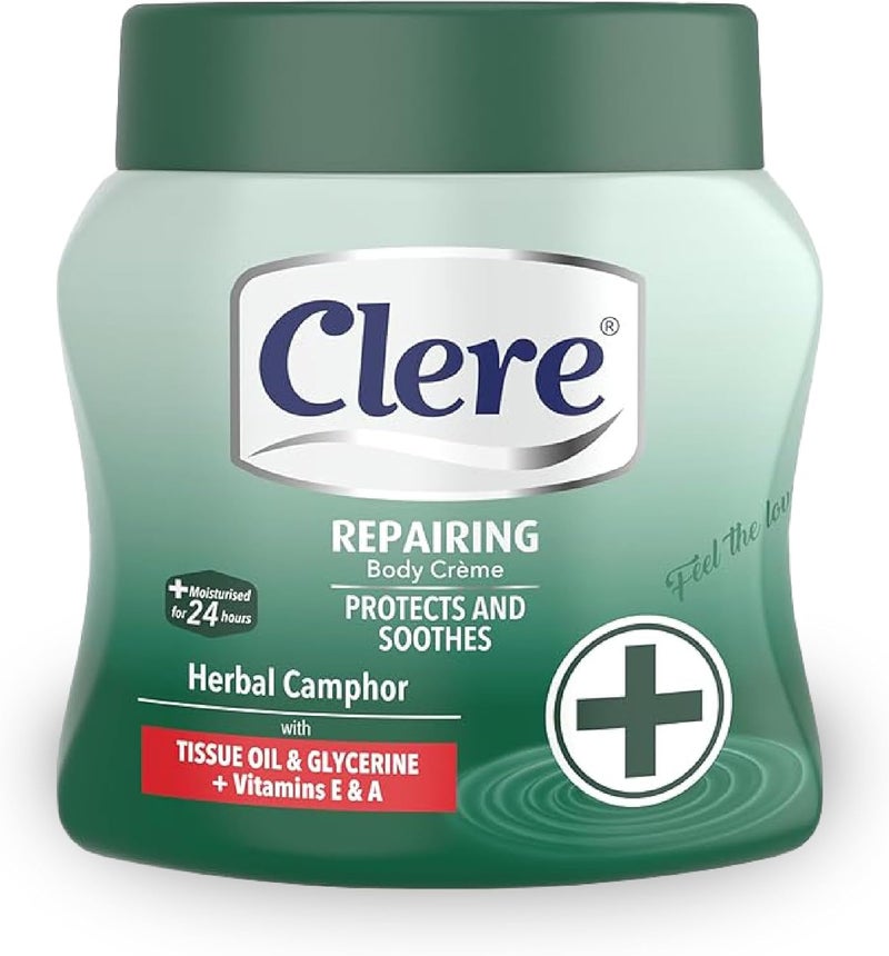 Clere Repairing Body Crme with Herbal Camphor Tissue Oil Glycerine Vitamins E A 24Hour Moisturisation 500ml