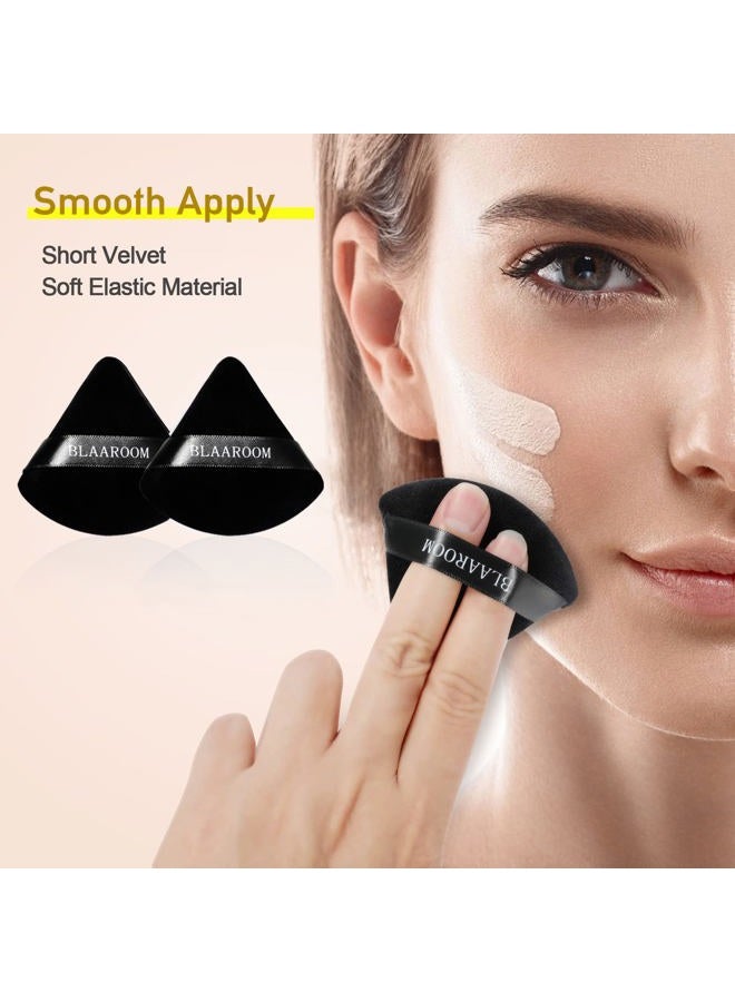BLAAROOM 6 Pcs Velvet Triangle Powder Puff,Triangular Design Makeup Soft Sponge Puff for Face Exquisite Makeup Eyes Contouring, for Loose Mineral Body Powde Cosmetic Foundation Makeup Tool - Black - Image 5