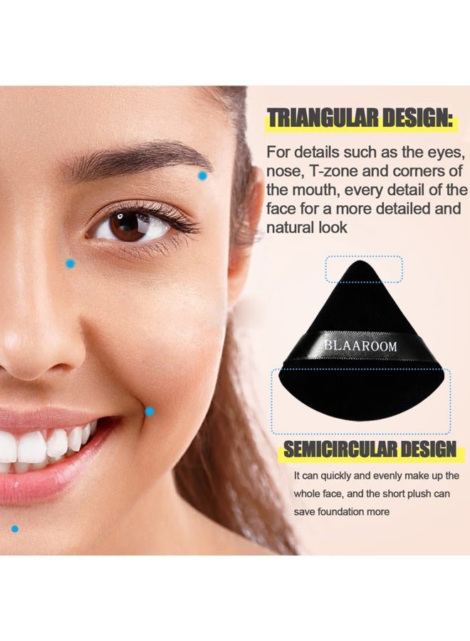 BLAAROOM 6 Pcs Velvet Triangle Powder Puff,Triangular Design Makeup Soft Sponge Puff for Face Exquisite Makeup Eyes Contouring, for Loose Mineral Body Powde Cosmetic Foundation Makeup Tool - Black - Image 3