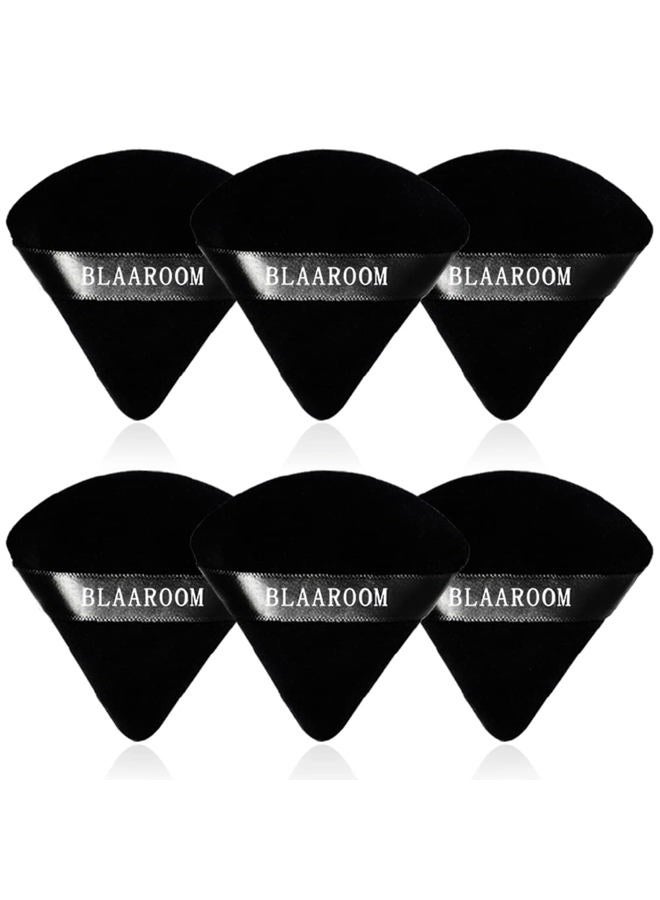 BLAAROOM 6 Pcs Velvet Triangle Powder Puff,Triangular Design Makeup Soft Sponge Puff for Face Exquisite Makeup Eyes Contouring, for Loose Mineral Body Powde Cosmetic Foundation Makeup Tool - Black - Image 1