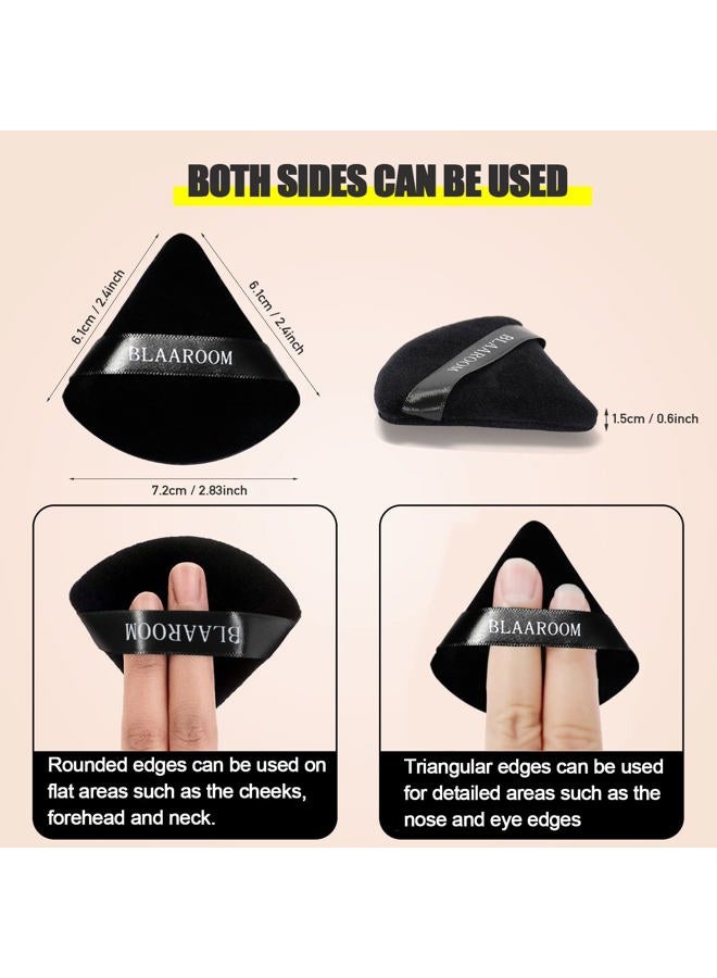 BLAAROOM 6 Pcs Velvet Triangle Powder Puff,Triangular Design Makeup Soft Sponge Puff for Face Exquisite Makeup Eyes Contouring, for Loose Mineral Body Powde Cosmetic Foundation Makeup Tool - Black - Image 4