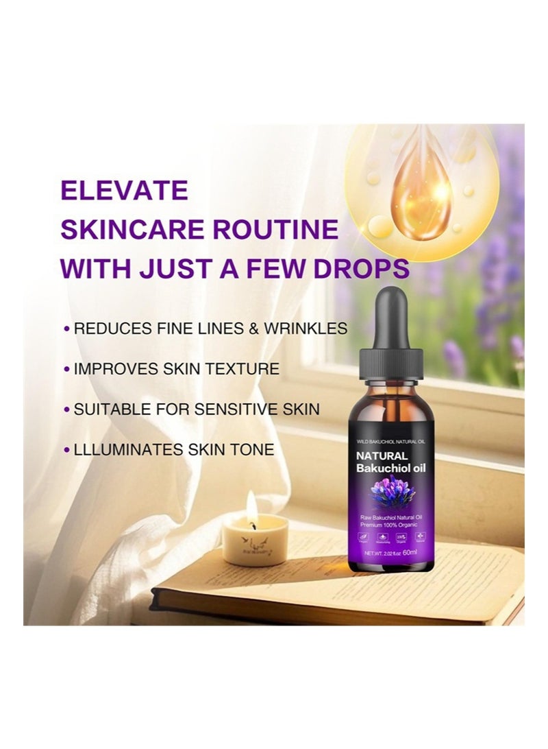 وايلد سيروم الريتينول بزيت الباكوتشيول الطبيعي بديل للوجه: زيت الباكوتشيول مع فيتامين ب5 وحمض الهيالورونيك بنسبة 2% يقلل من البقع السوداء مناسب للنساء والرجال - Image 2