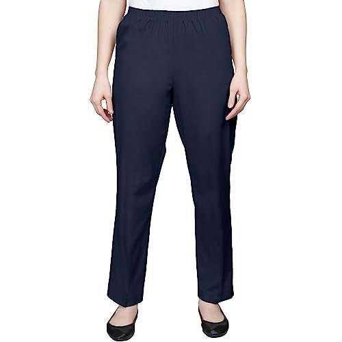 Alfred Dunner Womens Soft Twill Mid-Rise Regular Fit Straight Leg Regular Length Casual Pant Navy Size 8 - Image 2