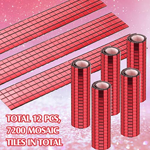 Romooa Self-Adhesive Disco Mirror Tiles Mosaic Tiles for DIY Craft Projects, 5 x 5 mm(Red,7200 Pieces) - Image 3