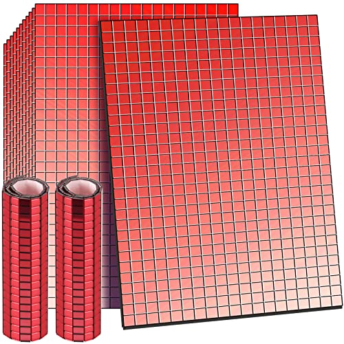 Romooa Self-Adhesive Disco Mirror Tiles Mosaic Tiles for DIY Craft Projects, 5 x 5 mm(Red,7200 Pieces) - Image 1