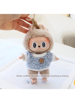 Generic 17cm Rab Cloth Pendant Clothes Labubu Blind Box Keychain Vinyl Doll Casual Suit Doll Clothes-Specifications:Suitable For The First And Second Generation (excluding Baby)-Color:Blue Circle Velvet Sweatshirt (doll Not Included)  - Image 1