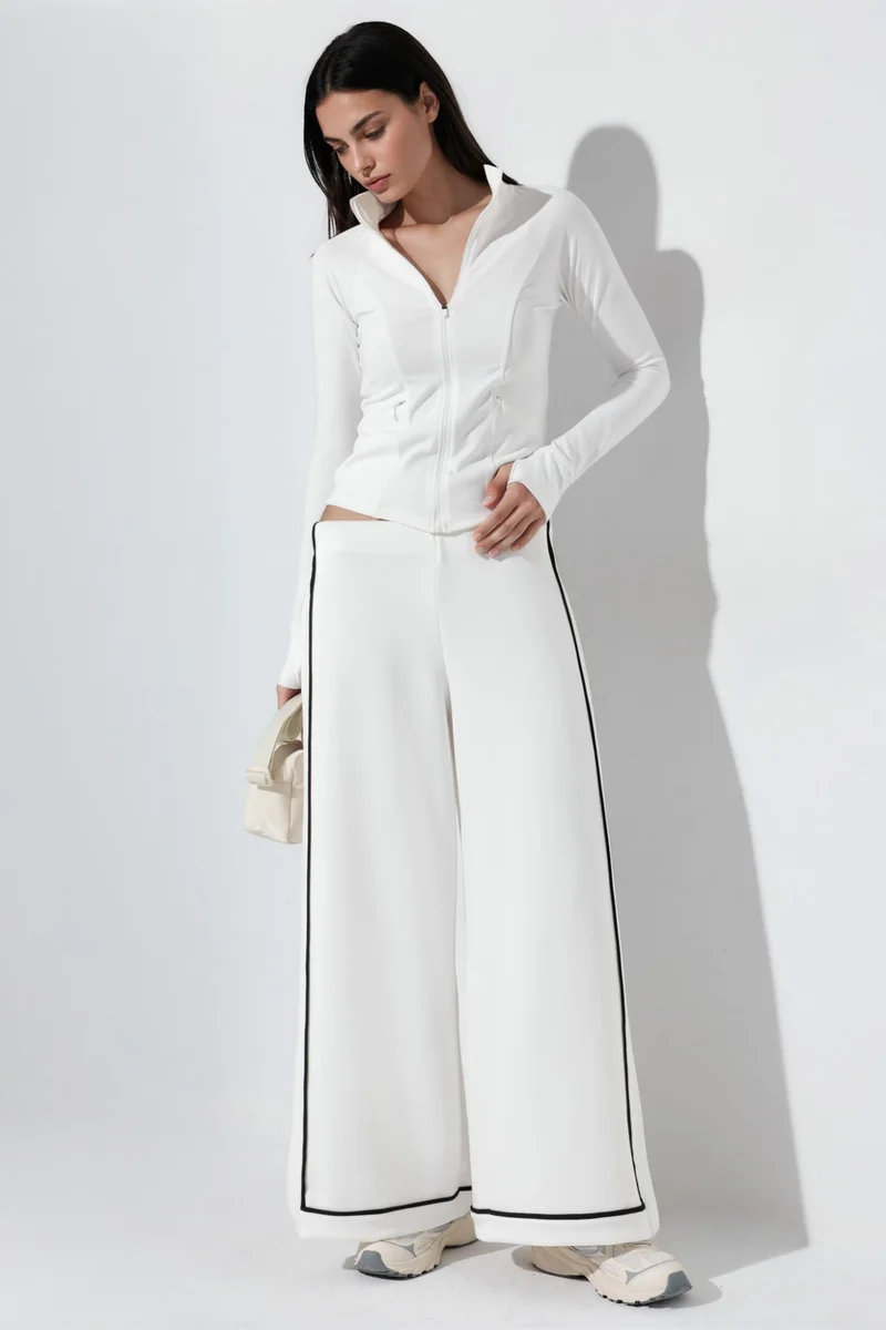 هيكاب Contrast Binding Detail Modal Touch Wide Leg Pants