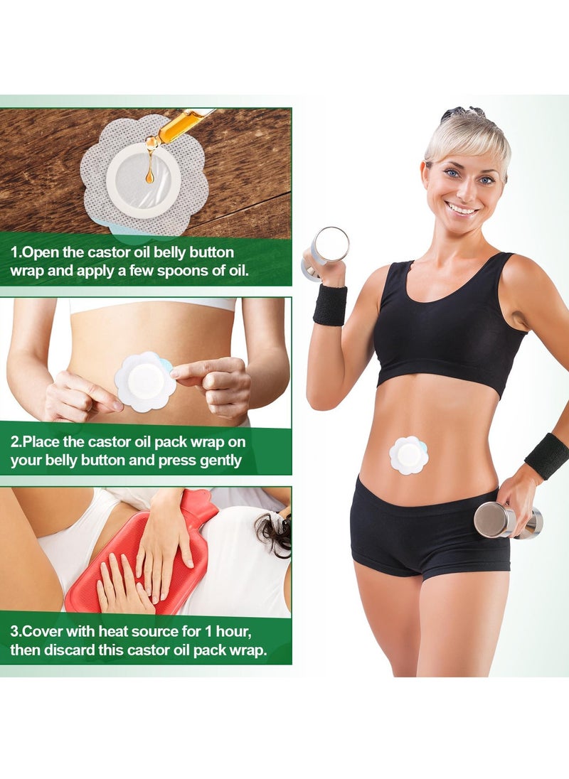 VIUAUAX 30pcs Castor Oil Pack Wrap for Belly Button, Self-Adhesive Disposable Castor Oil Belly Button Wrap Pads Spunlace Cloth Highly Absorbent Organic Cover Compress Patches No Wash (Oil Not Included)  - Image 5