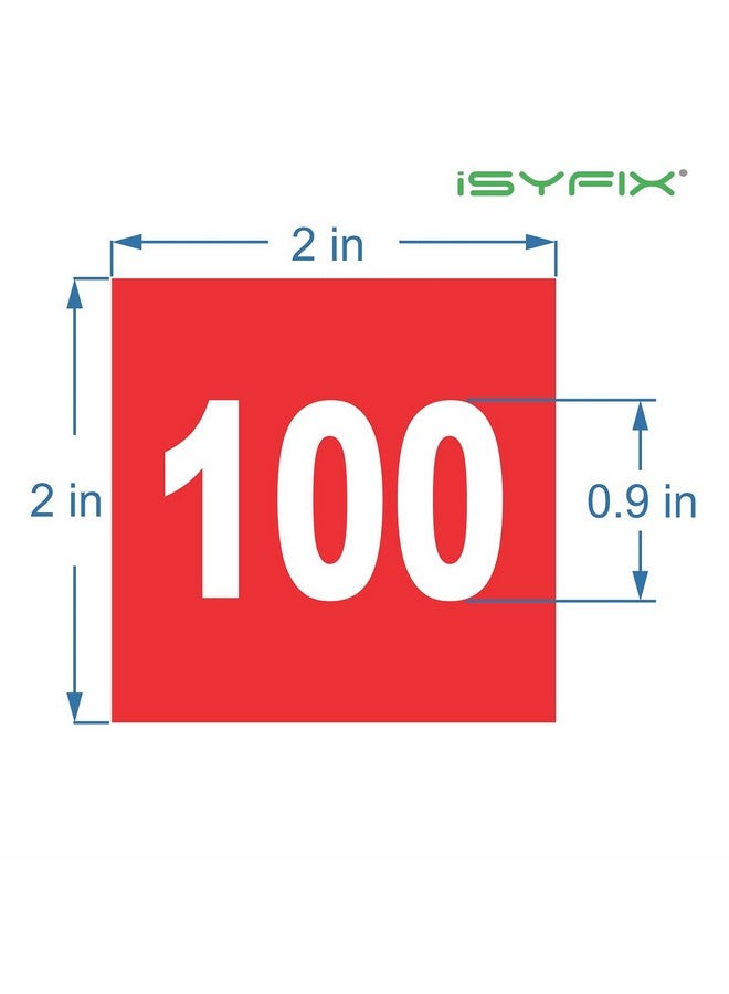 iSYFIX Red Consecutive Number Stickers - 1 To 100, 2-Inch, 1 Set - Vinyl Self Adhesive Premium Decal, Ideal For Inventory, Storage, Organizing, Boxes, Bins, Toolbox, Lockers & More, Indoor/Outdoor  - Image 2
